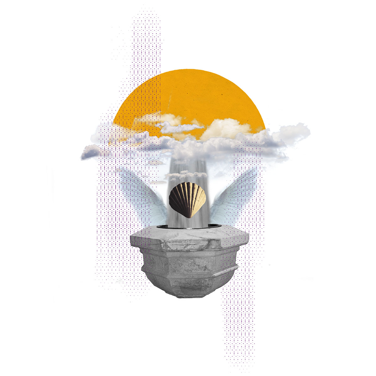 Symbol chrztu świętego – woda spływająca na chrzcielnicę w parafii franciszkanów w Zielonej Górze.